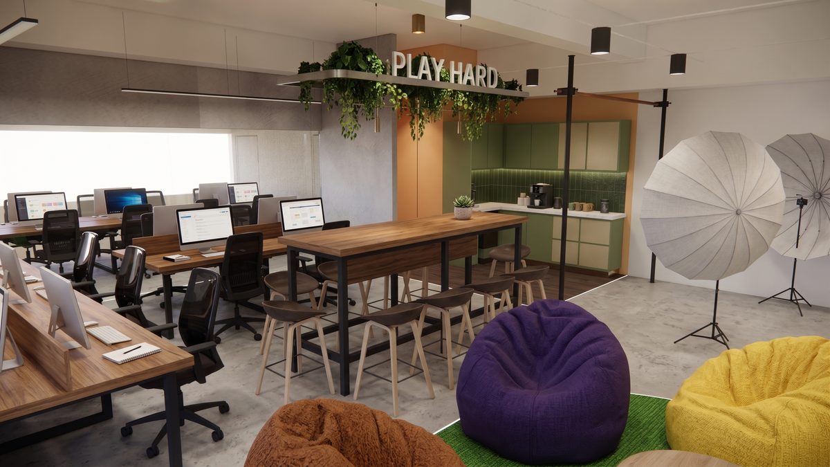 Capital House creative office interior, design render